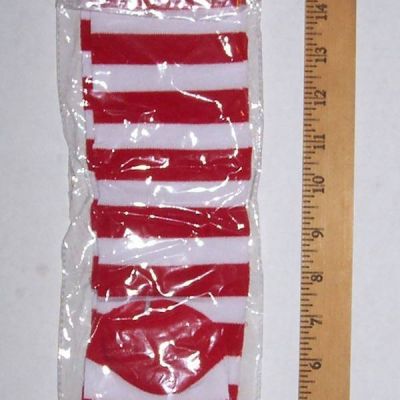 Over the Knee Red White Striped Thigh High Stockings with bow and Buckle Womens
